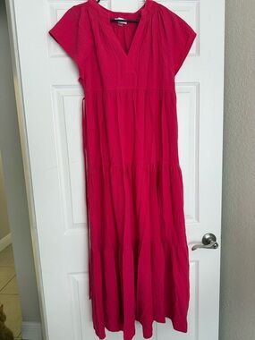 Calvin KleinPink Tiered Maxi Dress with tie back